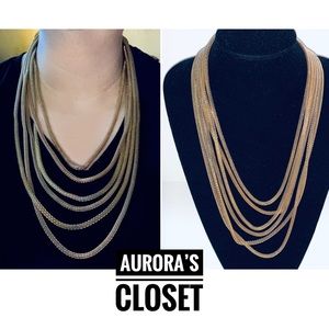 Vintage Gold Mesh Drape Necklace Rolled Layers